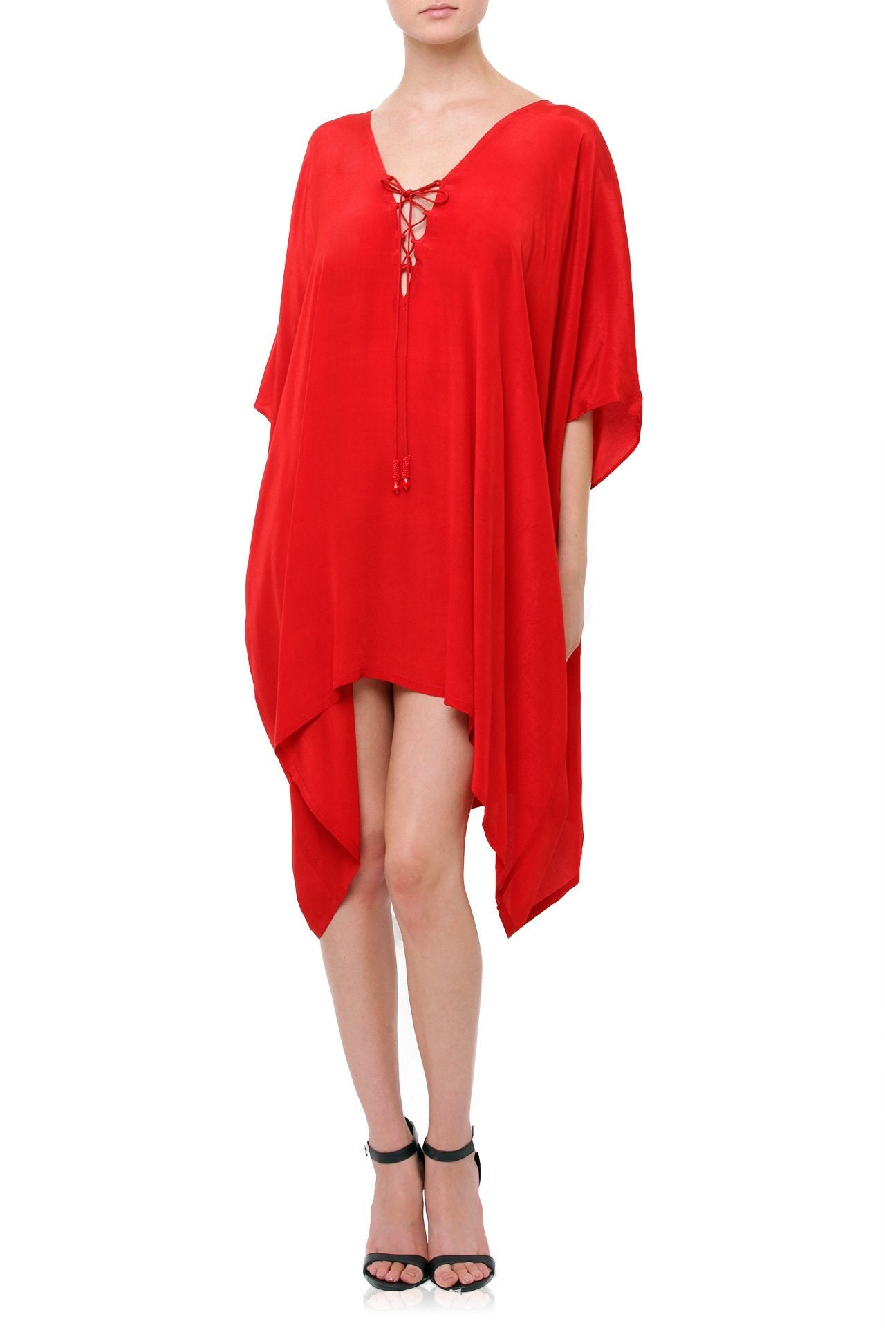 Multiwear Short Lace up Kaftan in Red