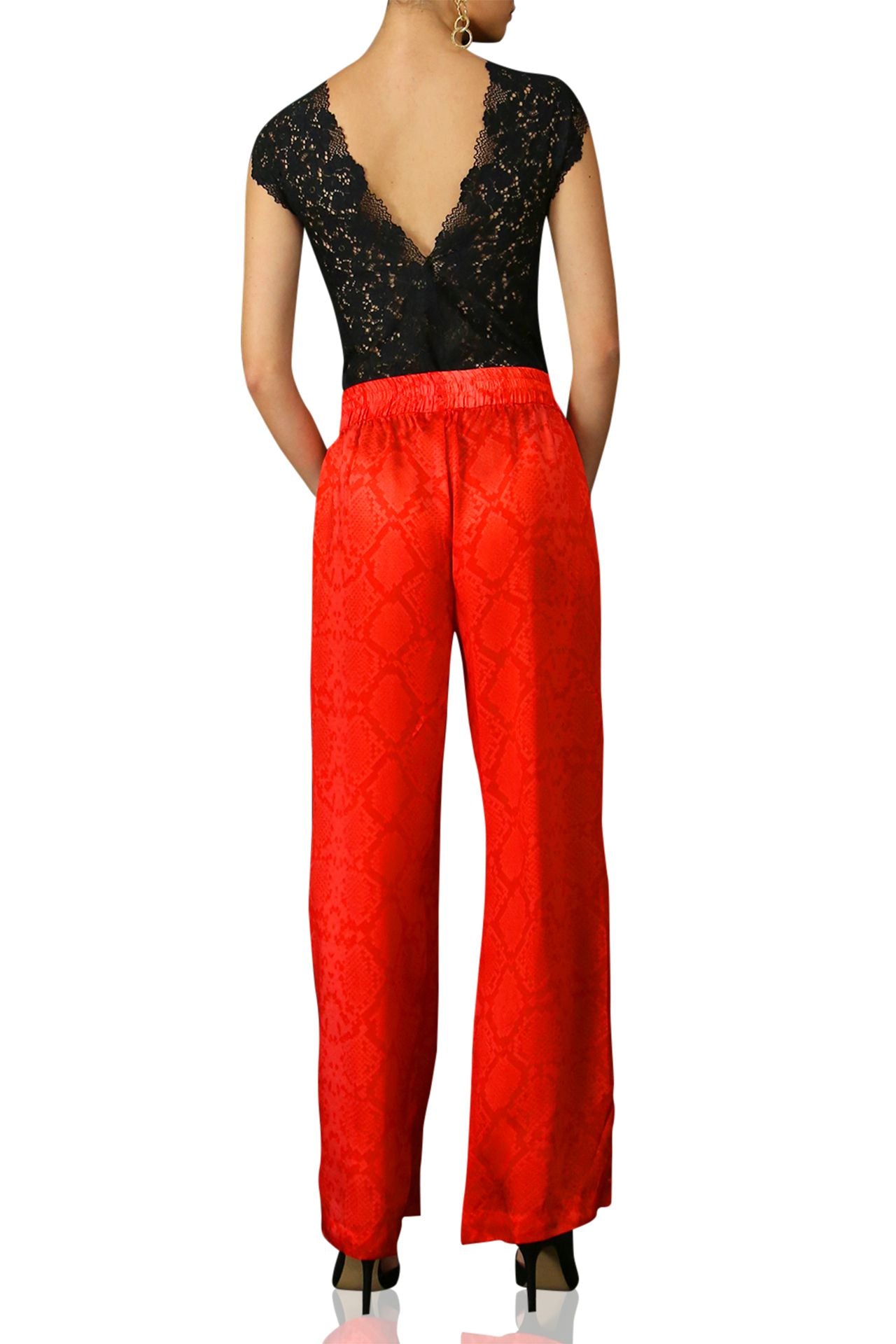 Snake Print Striped Pants in Red