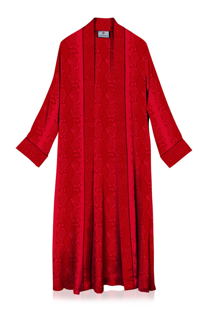 kyle richards, shahida robe, blood stone dress, vegan silk, cupro fabric, sustainable fashion, full length robe