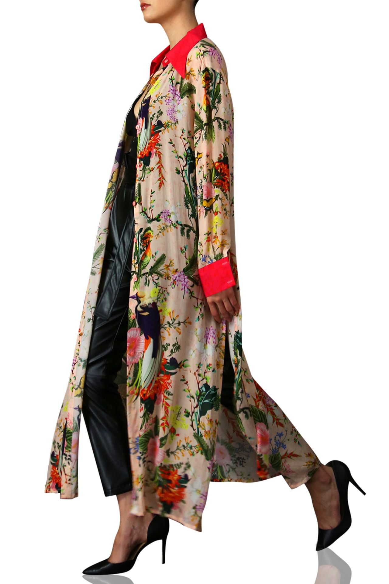 Floral Print Midi Shirt Dress