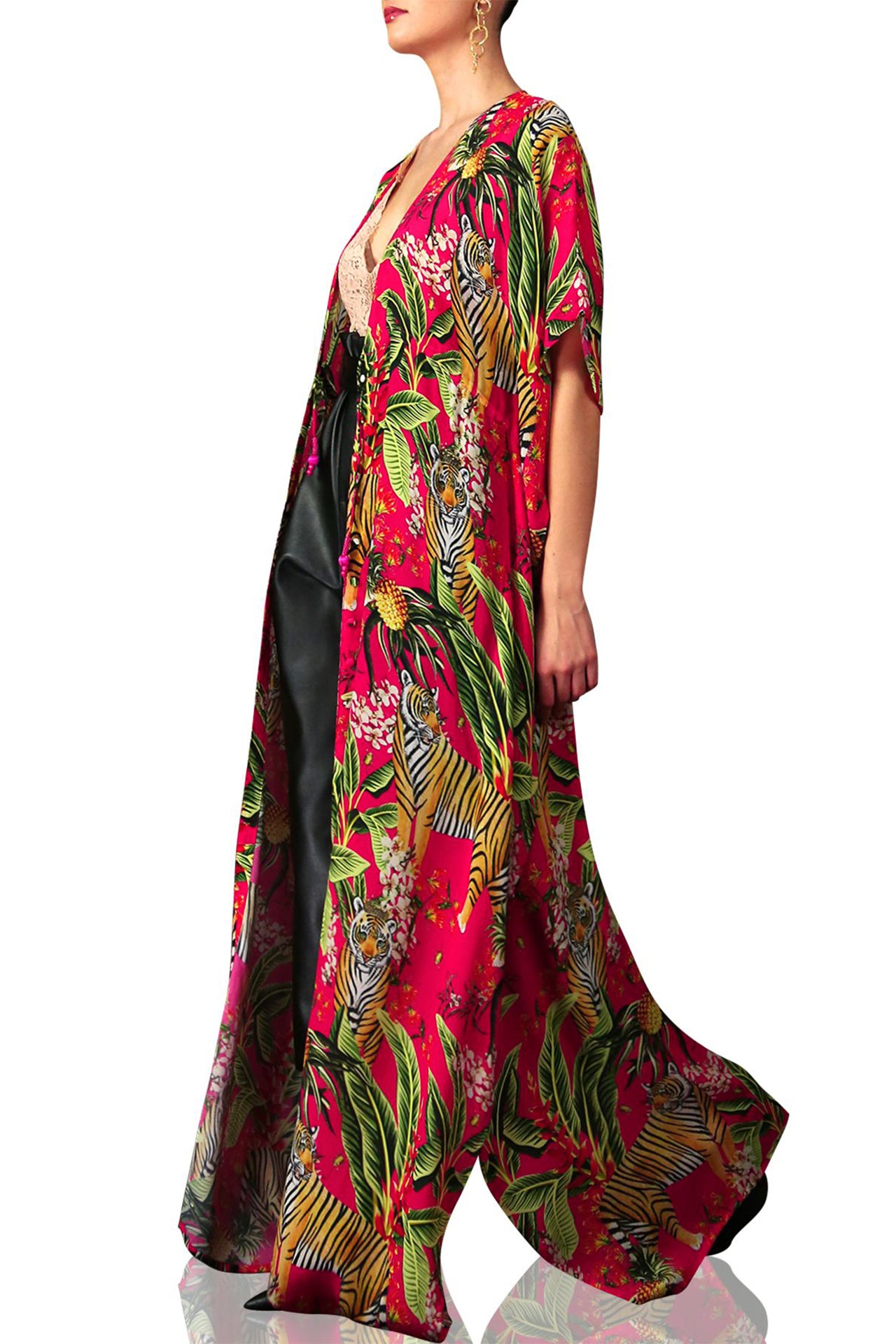 Long Kaftan Dress Front Open Kimono Style
