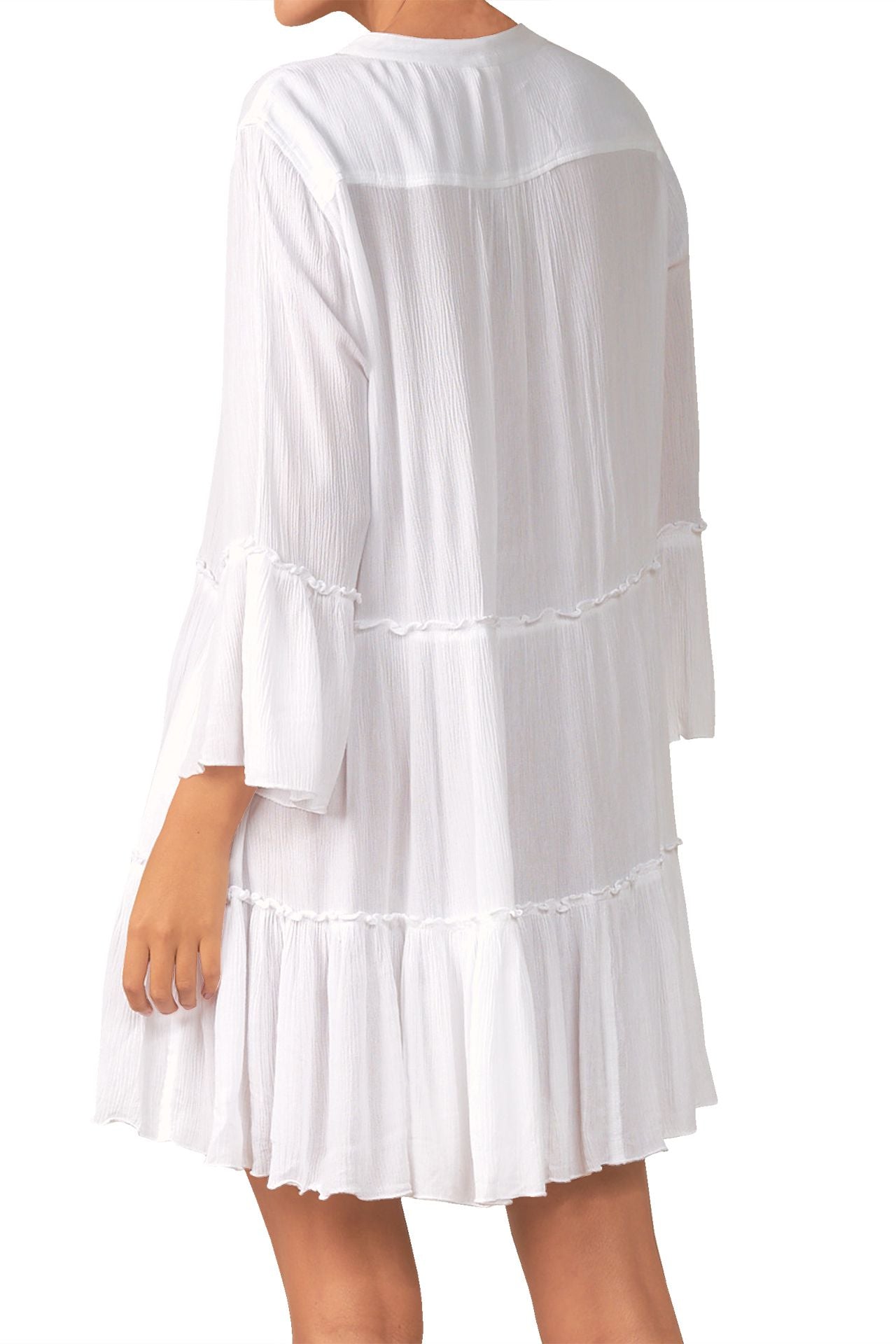 Long Sleeve Short Dress in Solid White