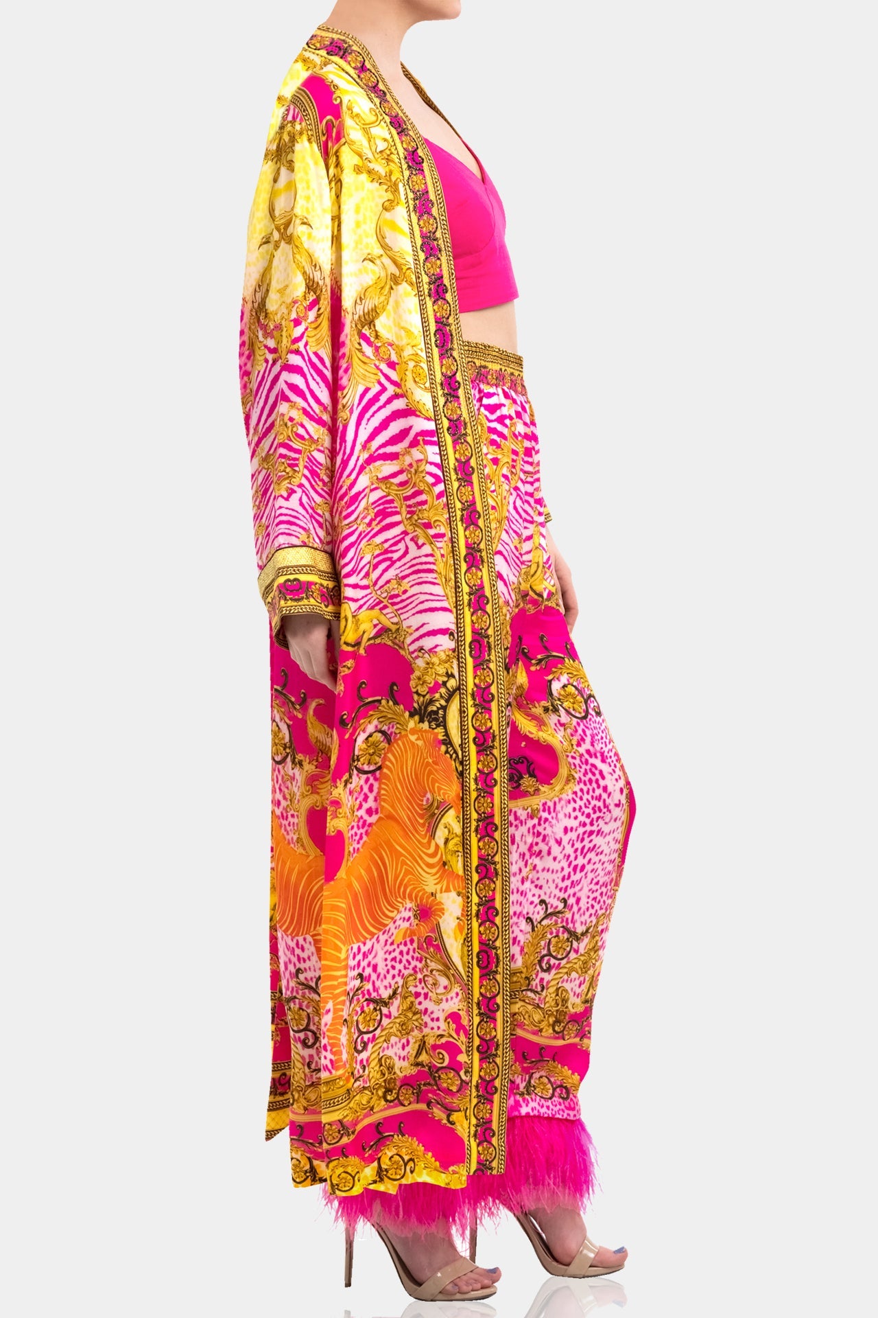 Fuchsia Silk Robe Dress