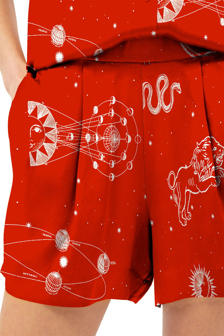 bold red, summer fashion, stylish wear, versatile shorts, shahida kyle richards, designer clothing